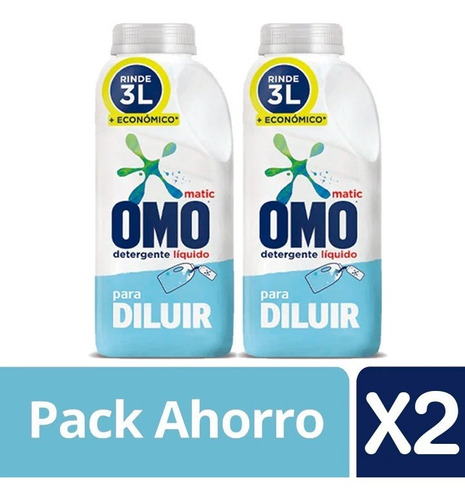 Pack Omo Detergente Líquido 2 Botellas 500ml Rinden 6lt