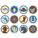 Kit De Imágenes Digitales Cowboy Etiquetas Azul