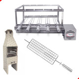 Grill Giratório 5 Espetos Inox P/pré Moldada + Espeto Grelha Cor Lado Direito 110v/220v