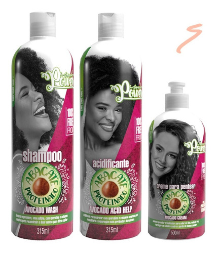 Soul Power Abacate Prot Shampoo+ Acidificante+ Creme 500g