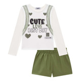 Conjunto Blusa Manga Longa E Shorts  Kukie Fashion