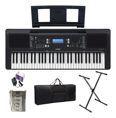 Kit Teclado Yamaha Psr-e373 Con Base, Estuche Y Adaptador.