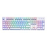 Teclado Gamer Vsg Alnilam Qwerty Kailh Blue Español Latinoamérica Color Blanco Con Luz Rgb