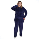 Conjunto Inverno Feminino Plush Plus Size Veludo Calça Blusa