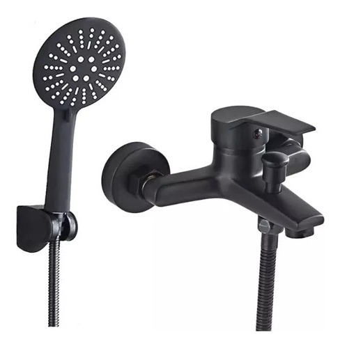 Llave Monomando Tina Ducha Moderna Negro Mate De Lujo Sertec