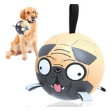 Qdan Pug Dog Toys Balón De Fútbol Con Correas, Juguetes Inte