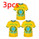 Playera 3d De 3 Piezas De La Bandeira De Brasil Esportiva M