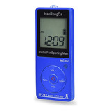 Mini Rádio Esportivo Fm Am Com Display Digital Azul Hrd-602