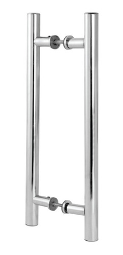 Puxador Porta Duplo Alumínio Barra Redonda 80 X 70 X 3,2cm