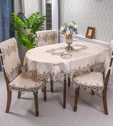 Toalha De Mesa Bordada Com Flores Mesa De 8 Lugares 