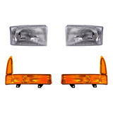 Paquete De 2 Faros Y 2 Cuartos P/ Ford F-350 1999/2001 Depo