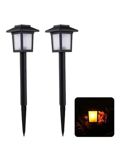 Pack 2 Luz Estaca Solar Farol Clásico Para  Jardín