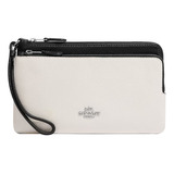 Cartera Coach Mujer Doble Cierre Cuero Guijarro White &black