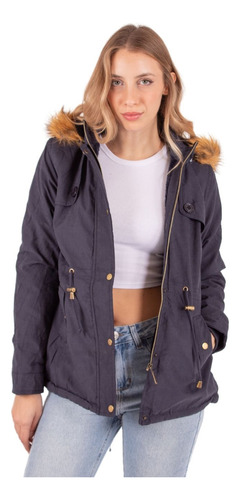 Campera Parkas Mujer Gabardina Corderito Capucha Chelsea M. 