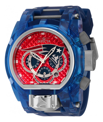 Invicta Bolt Zeus Magnum 41539 Ed Ltda Nfl Patriots Cor Da Correia Azul Cor Do Fundo Vermelho