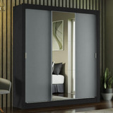 Guarda-roupa Madesa 1093d81e Cor Preto/cinza De Mdp Com 3 Portas  Corrediças