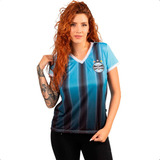 Camiseta Baby Look Gremio Oficial  Gola V Esportiva Feminina