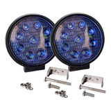 Kit X 2 Faro Led Auxiliar 27w 9 Led Azul 12/24v 4x4 Off Road