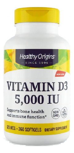 Healthy Origins Vitamina D3 5000ui 360 Softgels