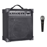 Caixa De Som Amplificada  Multi Uso Lx60 + Microfone C/ Fio