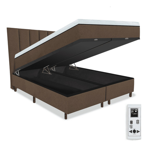 Colchão Magnético King 1,93x2,03 Massageador Energia Bio Quântica Infra Vermelho Anti Germes + Cama Box Bau + Cabeceira