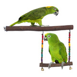 Juguete Para Loros Aves Percha + Columpio Juego Rama Madera