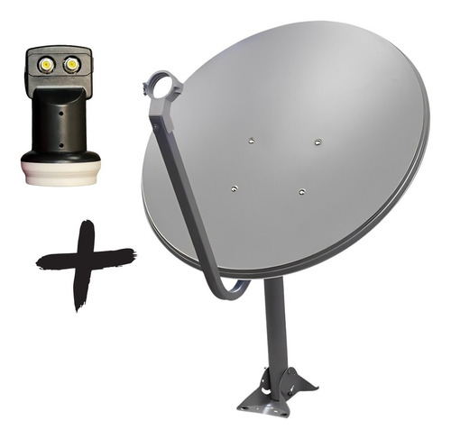 Antena Digital Chapa Parabolica 60cm Ku + Lnbf Duplo
