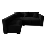 Sillon Esquinero Riconero Venecia 3 Cuerpos Chenille Tipo L Color Negro