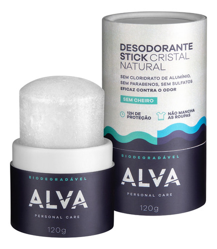 Desodorante Stick Cristal Natural Biodegradável Vegano 120g 