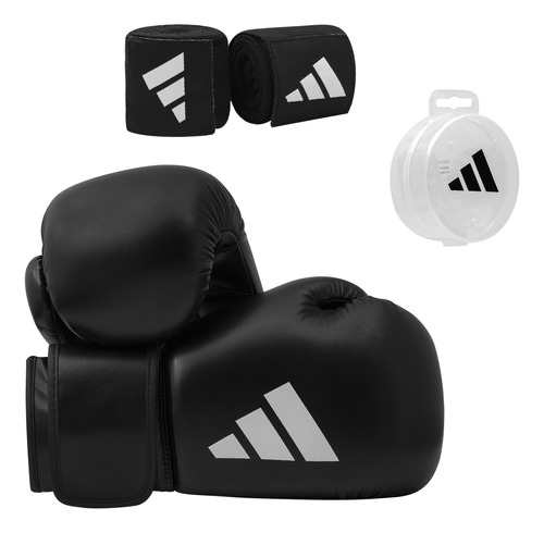 Set De Boxeo adidas Guantes Vendas Protector Bucal Completo