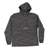 Anorak Negro Oscuro Branded Print Liviano Campera Urbano