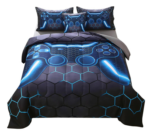 Jqinhome Juego Completo De Edredón Gamer, Cama De 6 Piezas E