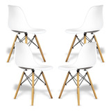 Set De 4 Sillas Eames Diseño Moderno Color Blanco