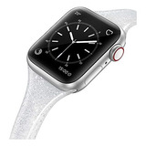 Malla Silicona C/glitter Para Apple Watch  42/44mm Plateada