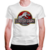 Camiseta Masculina Jurassic Park Logo Vermelho Amarelo
