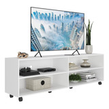 Rack Tv 75  Com Rodízios Jazz Multimóveis V1015 Branco