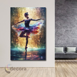 Cuadro Bailarina Ballet Mujer Vestido Color Canvas 60x40f
