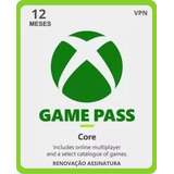 Game Pass Core 12 Meses - Xbox One - Series Xs - Pc 