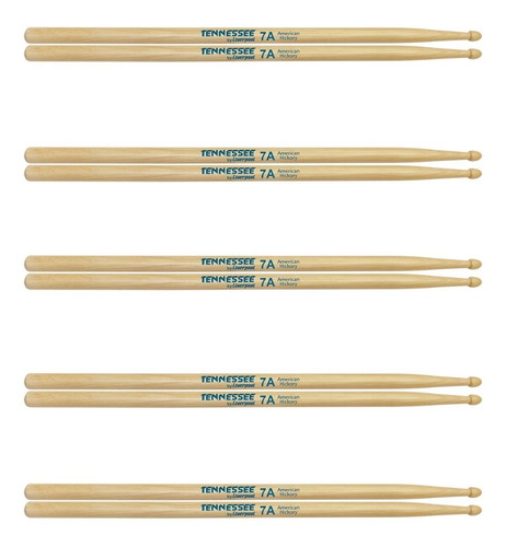 Kit 5 Pares Baqueta Tennessee Hickory 7a Madeira Liverpool