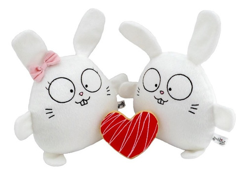 Pareja Conejos Peluche Nombre Personalizado Aniversario Boda