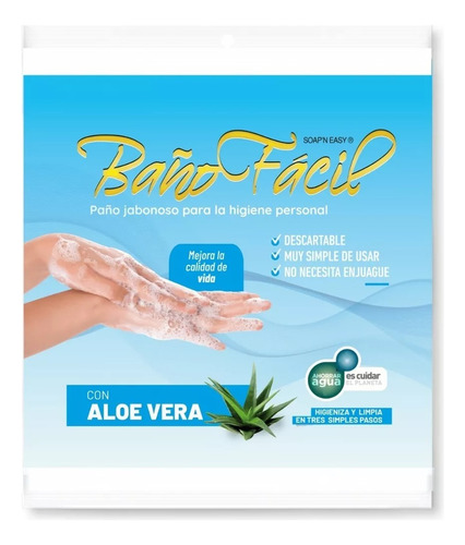 Baño Fácil Aloe Vera Paños Jabonosos Sin Enjuague X 100 Un