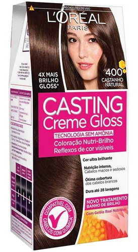 Kit De Tinte Para Cabello Castaño Natural Castings Cream Gloss Tone 400 De L'oréal