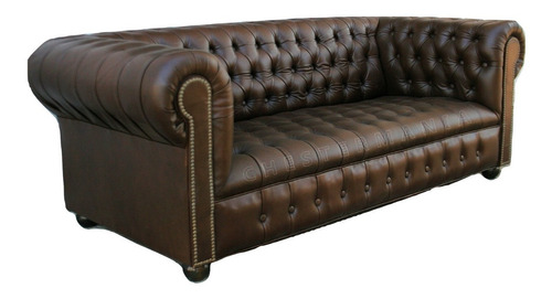 Sofa Chesterfield Sillon Chester Cuero Vacuno Base Capitone