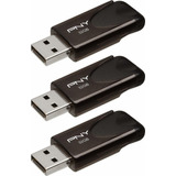 3 Pendrives Pny Attache Usb 2.0 S 32gb Black P-fd32gx3att4-g