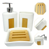 Conjunto Kit 3 Peça Ceramica Porta Acessórios Para Banheiro 