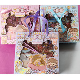 Set: Box De Regalo Stickers Cute Kawaii Con Accesorios