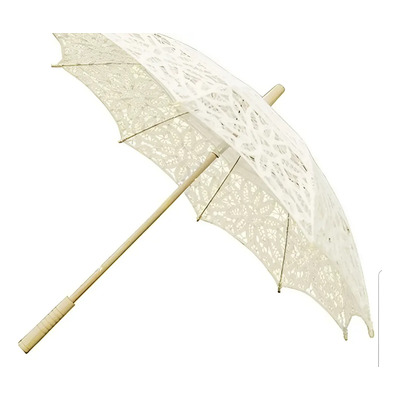 Sombrilla Grande Arsa Mantelería Decorativa Encaje Novia Beige Madera | Meses sin interés