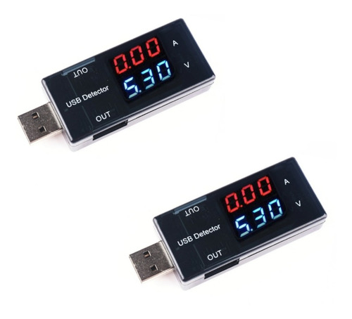 2 Testadores 2 Porta Usb Voltímetro Amperímetro 0-3a / 9v