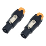 Combo 2 Conector Speakon Tipo Nl4fx Energy Audio Naranjado 