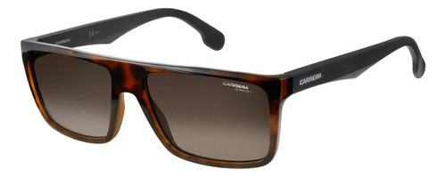 Gafas De Sol Carrera 5039/s Con Marco De Plástico Color Habana, Lente Marrón De Policarbonato Degradada, Varilla Negra Mate De Plástico